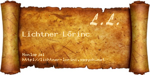 Lichtner Lőrinc névjegykártya